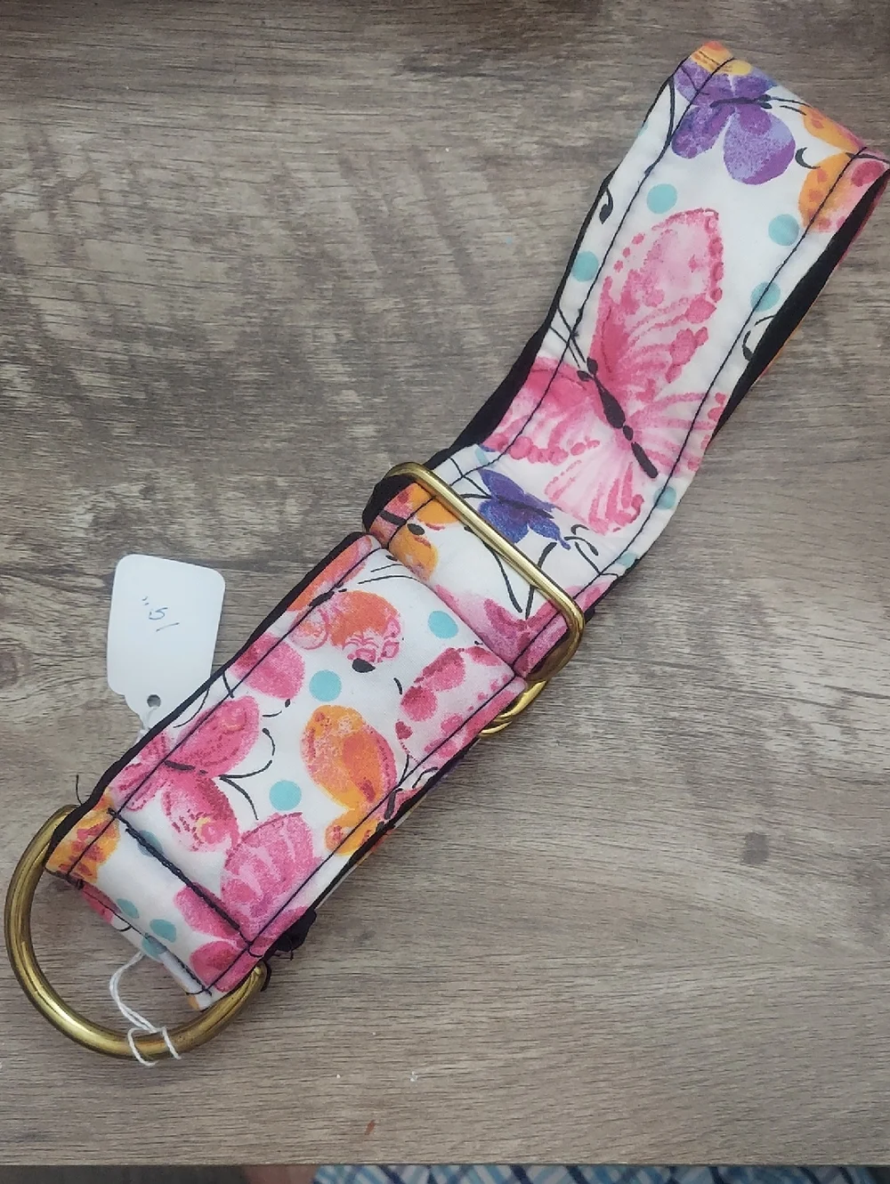 Custom Martingale Dog Collar Watercolor Butterfly Pink Orange Sighthound 2